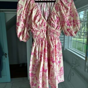 Olivaceous Pink Floral Mini Dress